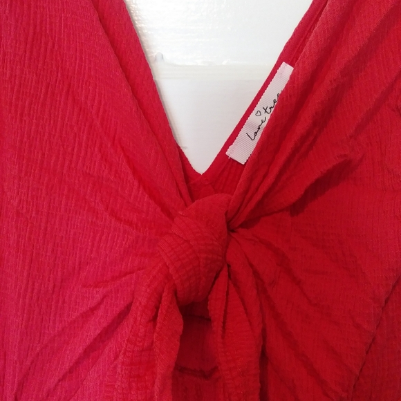 Red Tie-Front Jumpsuit - Picture 5 of 10